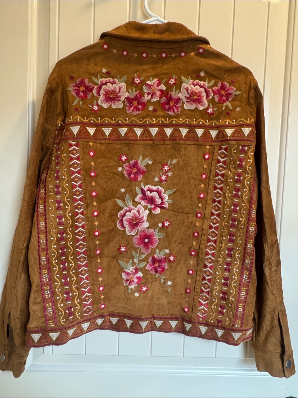 Savanna Jane Brown faux Suede embroidered Jacket